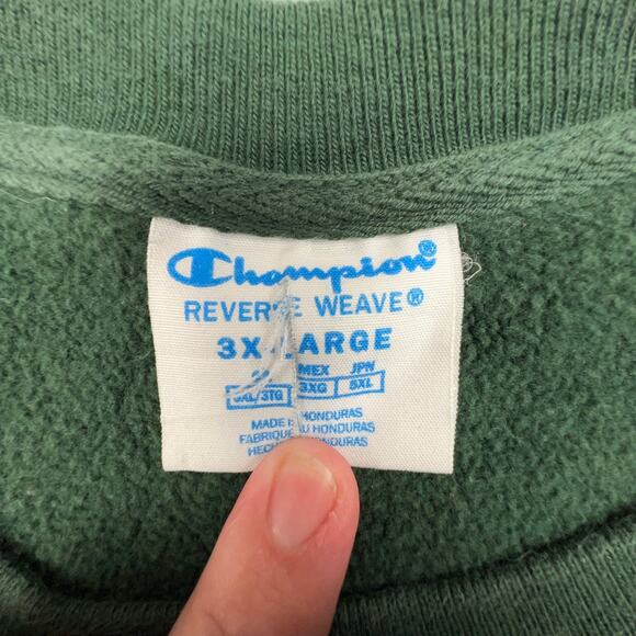 Champion Reverse Weave Crewneck Sweatshirt Green 3XL Oversized Fit - Picture 8 of 9